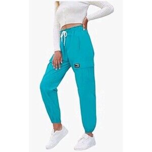 Sangtree Jog Jogging Pocket Utility Pants Lake Blue Womens‎ SIZE XL